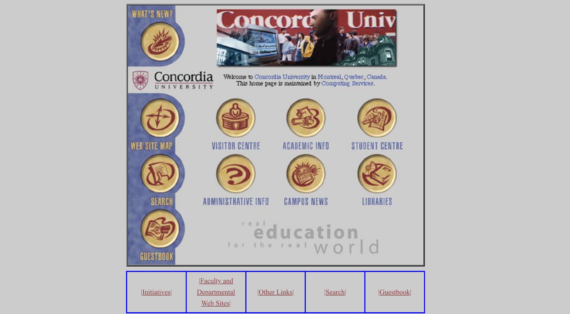 Concordia&rsquo;s first website, 1997