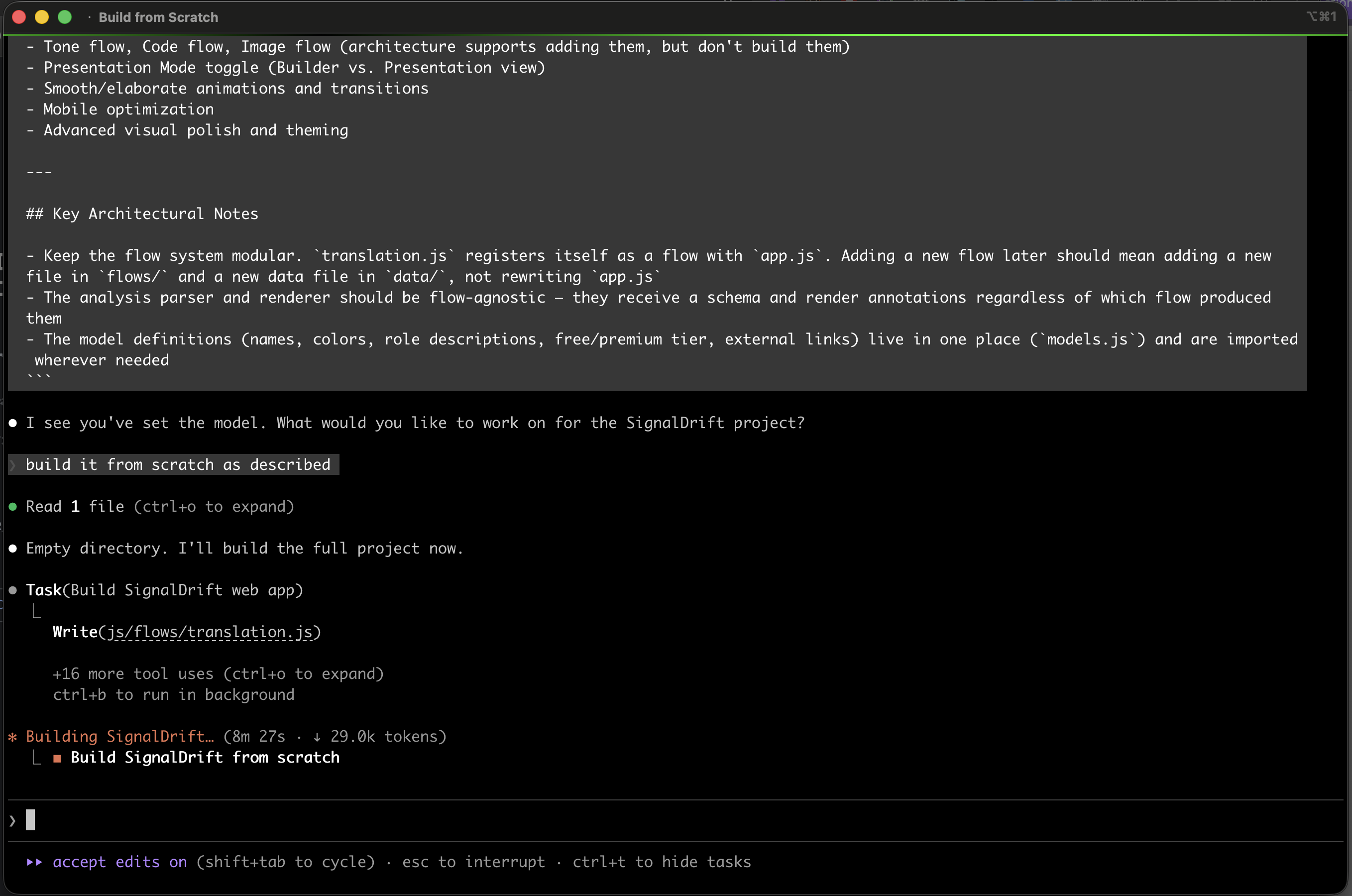 Claude Code rebuilds the entire app from a spec file in 8 minutes